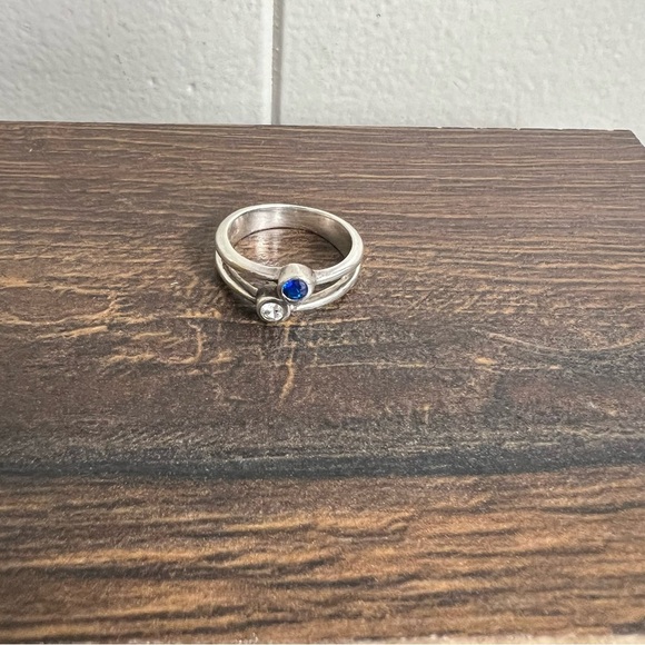 Sterling Silver Created Sapphire 2.6ct CZ Ring Size 6.5 Sterling‎ Blue Sapphire and CZ ring SZ 6.5